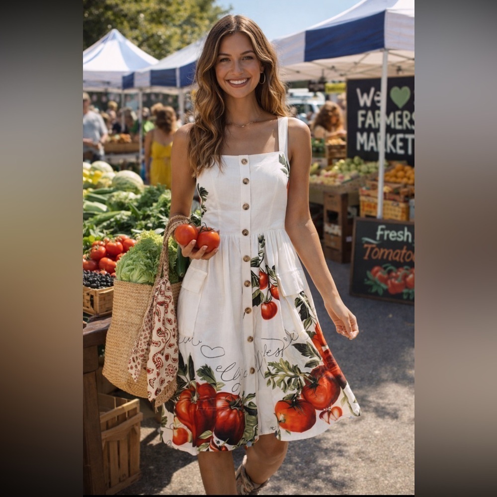 🎉LAST ONE🎉RARE🎉 Anthropologie NWT Maeve Button-Front Tomato Midi Dress size XL.